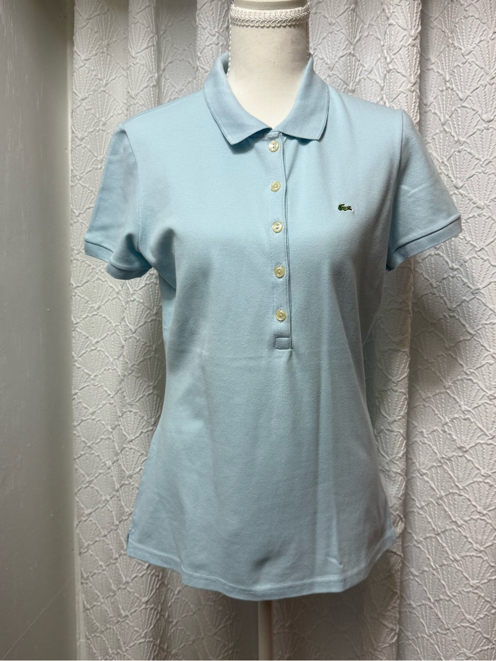 Lacoste Women’s Light Blue Button-Down Polo